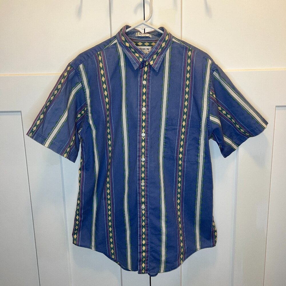 Arrow Sport Egyptian Button-Down Short Sleeve Men's Size Medium